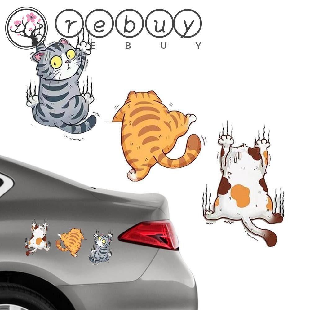 Rebuy Kucing Stiker Mobil Kreatif Hewan Styling Aksesoris Mobil Decor Motor Dekorasi Self Adhesive Scratch Sticker