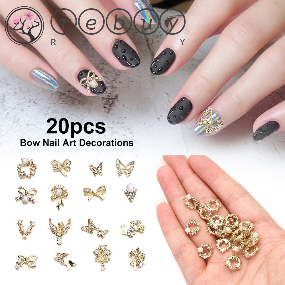 Rebuy Ikatan Simpul Nail Art Dekorasi Fashion 3D Dasi Kupu-Kupu Manikur Aksesoris Ornamen
