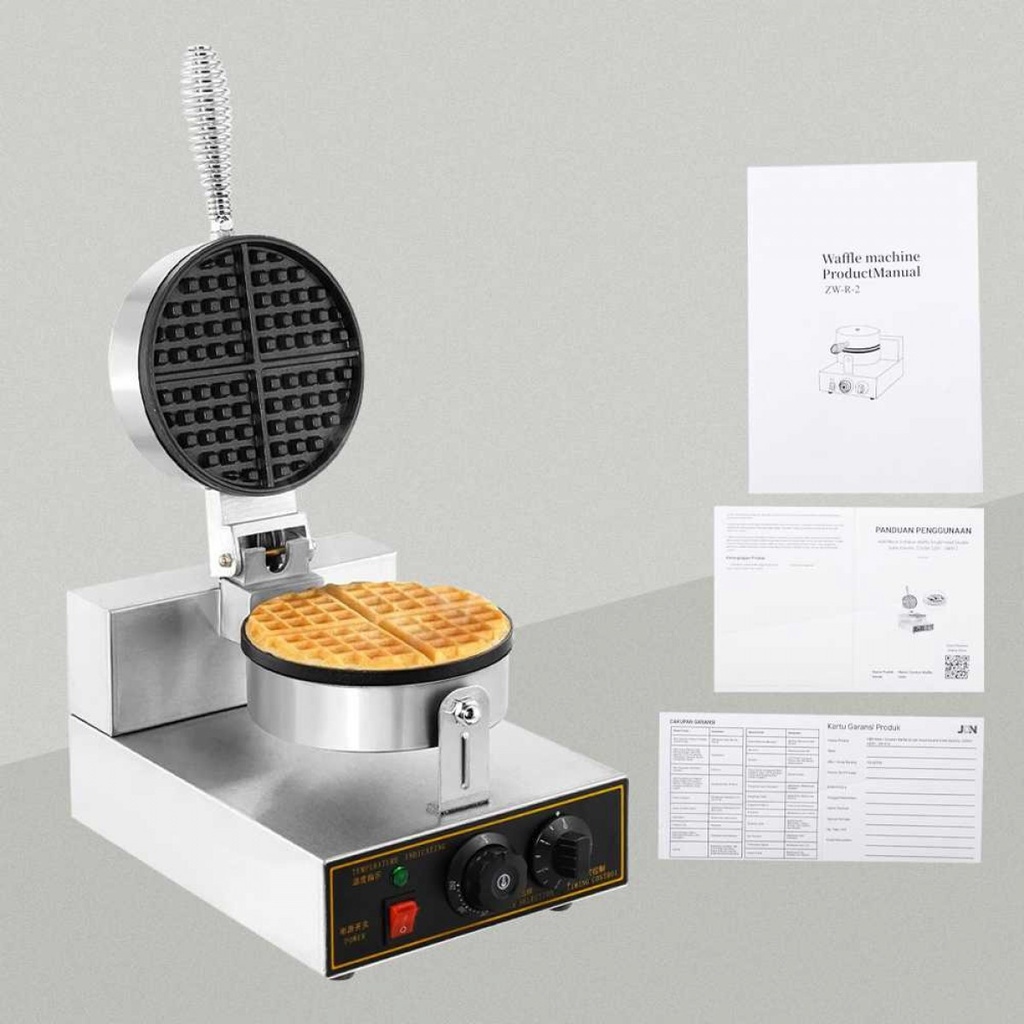 Mesin Cetakan Waffle Maker Single Head Double Sides 18CM 1250W 220V