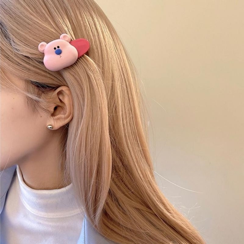 Korean INS Style Candy Color Hair Clip/ Sweet Fashion Cute Little Bear Hair Pins/ Y2K Karet Duckbill Klip Aksesoris Rambut