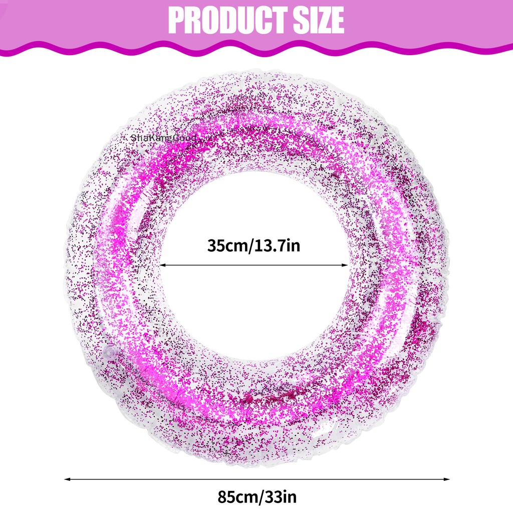 Skid 5pcs 33inch Pelampung Kolam Renang Tiup Cincin Confetti Glitter Tabung Dalam Pelampung Kolam Renang Musim Panas Menyenangkan Renang Tabung Cincin Transpar SKK