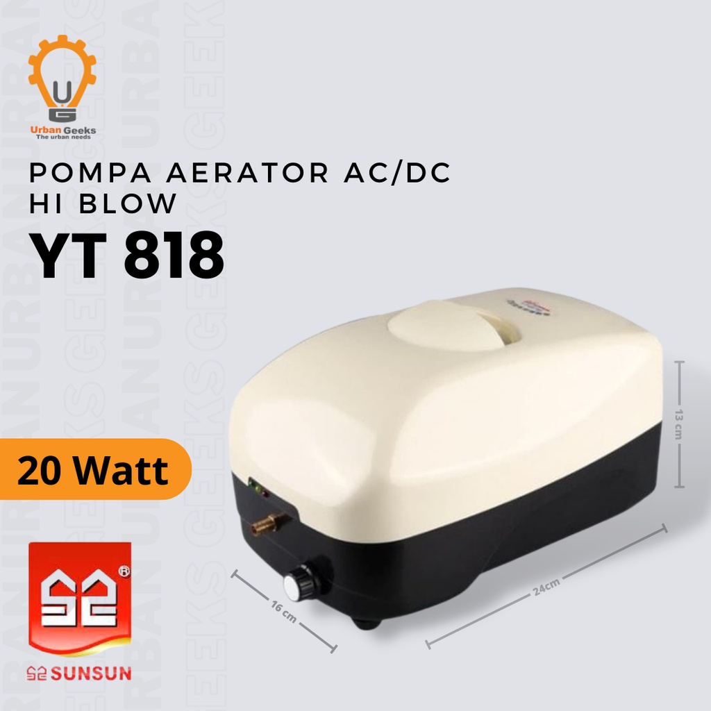 Pompa Udara Aerator SUNSUN YT-818 AC DC  Air Pump Aquarium Kolam ACDC