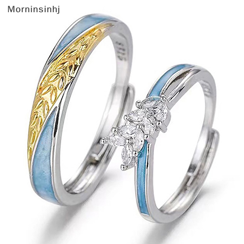 Mornin Kreatif Bentuk Gandum Pembukaan Dapat Disesuaikan Cincin Pasangan Mode Cahaya Jari Cincin Perhiasan Untuk Pecinta Hadiah Hari Valene id