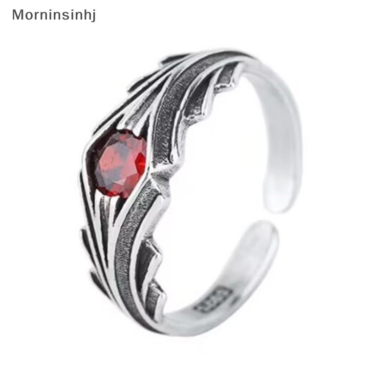 Mornin Real925 Sterling Silver Cincin Batu Merah Untuk Fashion Wanita Pesta Lucu Perhiasan Halus Aksesoris Minimalis Hadiah id