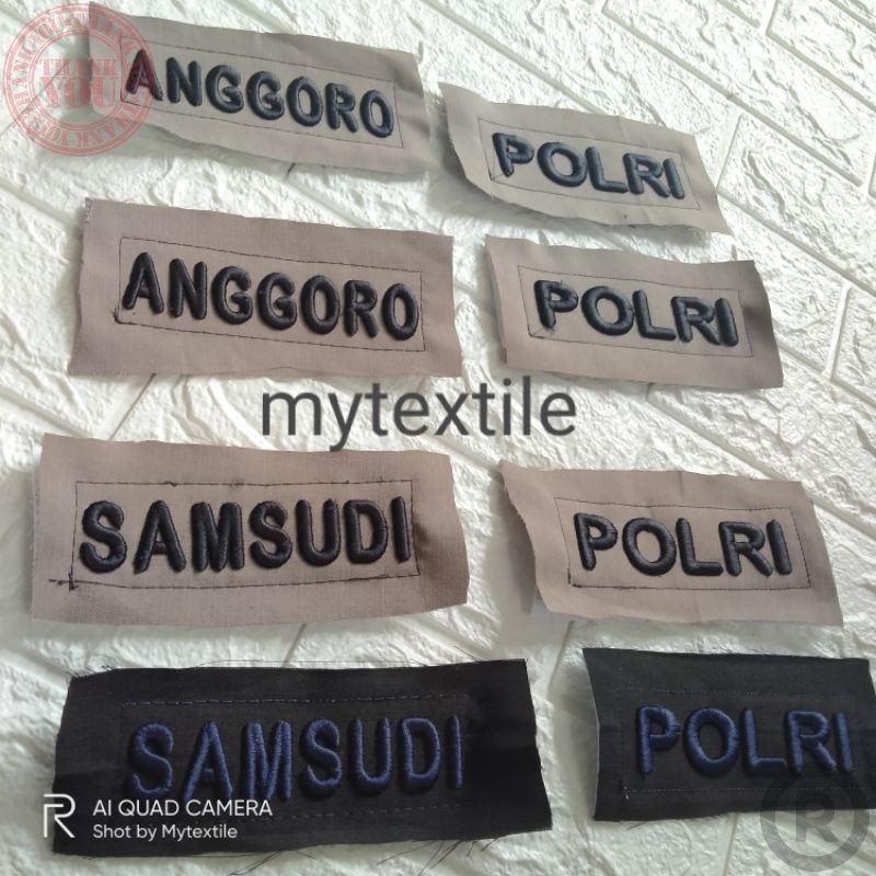 Bordir bet bordir Timbul NAMA , POLRI, SATPAM satuan bahan superfeel portofino harvardfeel grandefee