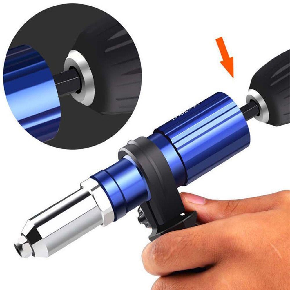 Populer Rivet Gun Adapter Kualitas Tinggi Power Alat Aksesoris Aluminium Casting Housing Electric Riveting Riveter Insert Tool Untuk Untuk Bor Cordless