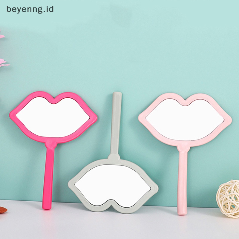 Beyen 1PC Cermin Rias Genggam Bentuk Bibir Makeup Mirror DIY Mini Cermin Kecil ID