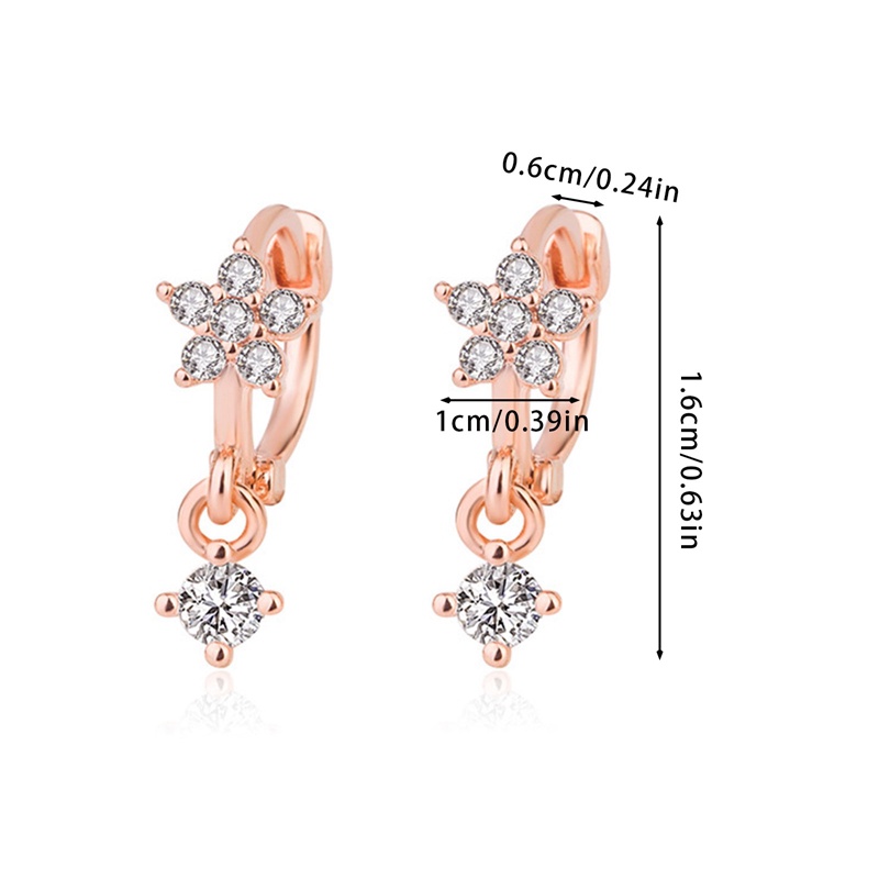 Anting Hoop Huggie Emas Tulang Rawan Cubic Zirconia Hypoallergenic