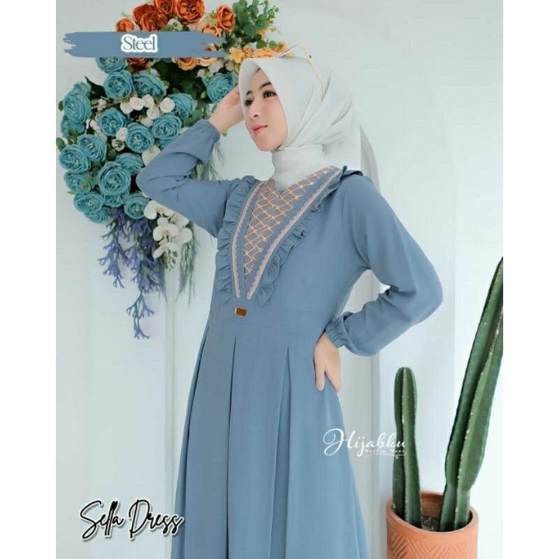 MERONA-GAMIS RISYA DRESS CRINCLE/Gamis lebaran/Gamis kondangan/cod