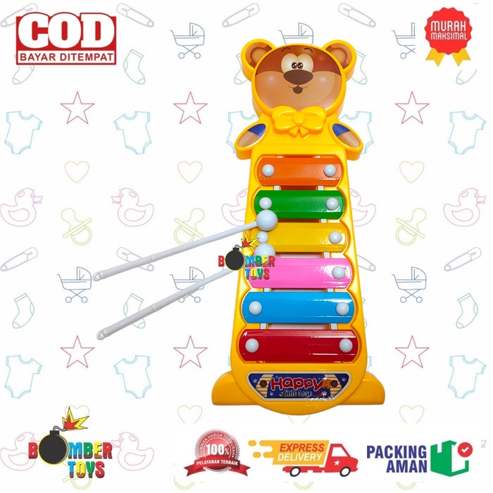 MAINAN ANAK XYLOPHONE GAMELAN ALAT MUSIK BEAR AYAM KARAKTER LUCU