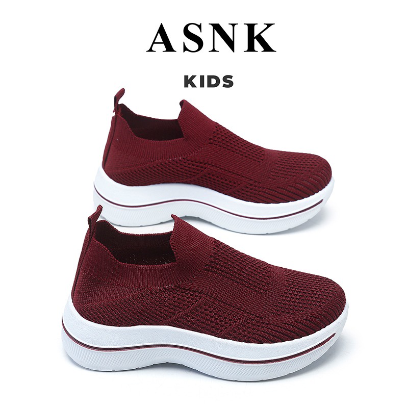 [GROSIR][COD] SEVEN_DAY SEPATU RAJUT SLIP ON ANAK CEWEK COWOK USIA 3-10 THN WM2329 MAROON