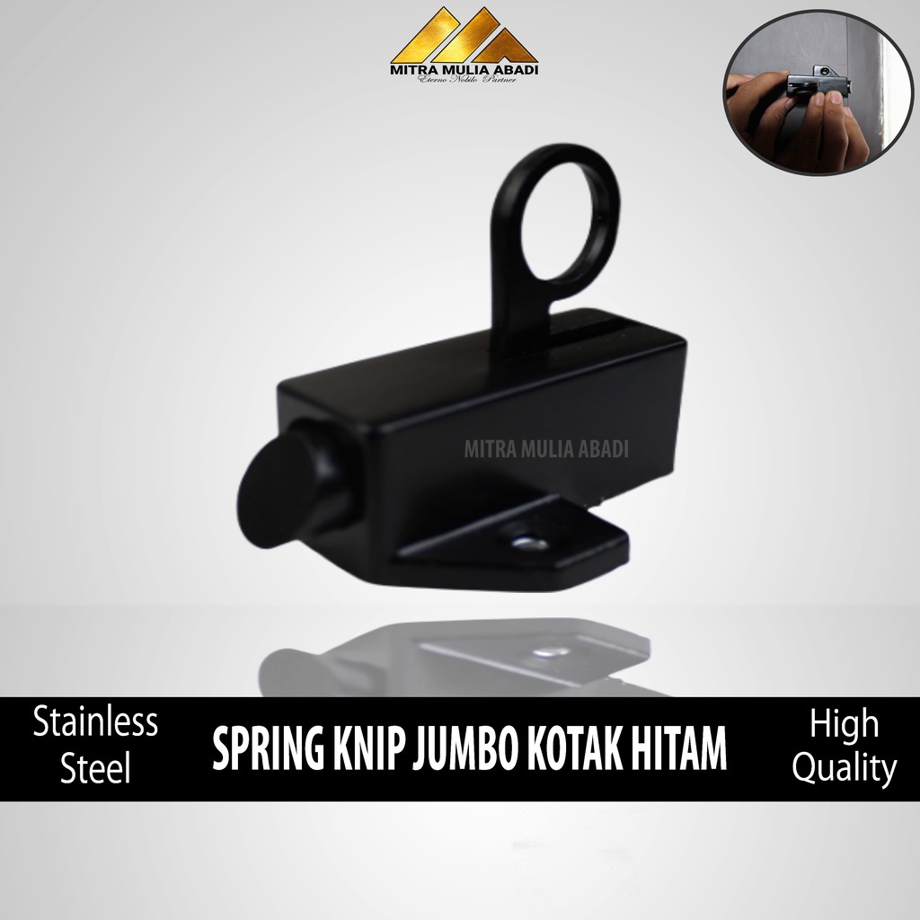 SPRING KNIP HITAM l JUMBO KOTAK l SLOT JENDELA KODOK