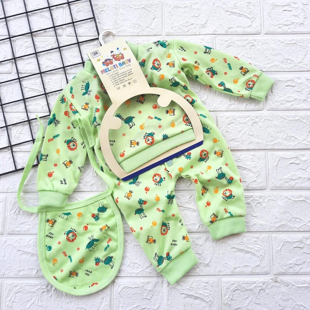 Jumpsuit Romper Bayi Baru lahir Cewek Cowok 1 SET Motif Warna Lembut Nyaman