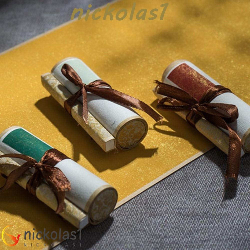 NICKOLAS1 Gilded Rice Paper Scroll Portable Gaya China Kaligrafi Mounting DIY Kerajinan Kantor Dekorasi Rumah Teahouse Kosong Gantung Scroll