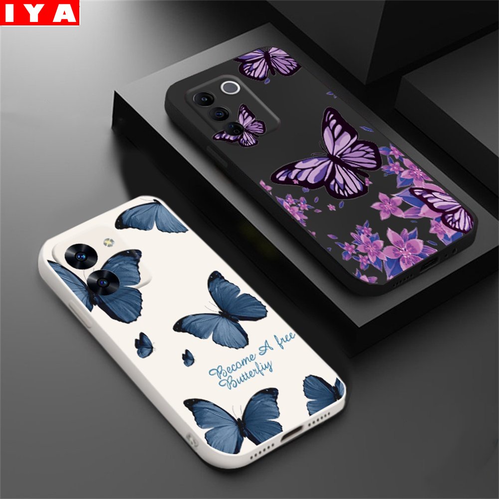 Soft Case VIVO Y36 Y16 Y15S V27E Y02S IQOO Z7X V25 V25E Y35 Y33S Y21T Y21S Y33S Y22 Y91C Y1S Y85 V9 Y11 Y12 Y15 Y17 Y12S Y12A Y15A Y51 Y31 Dazzling butterfli Silikon Penutup Telepon