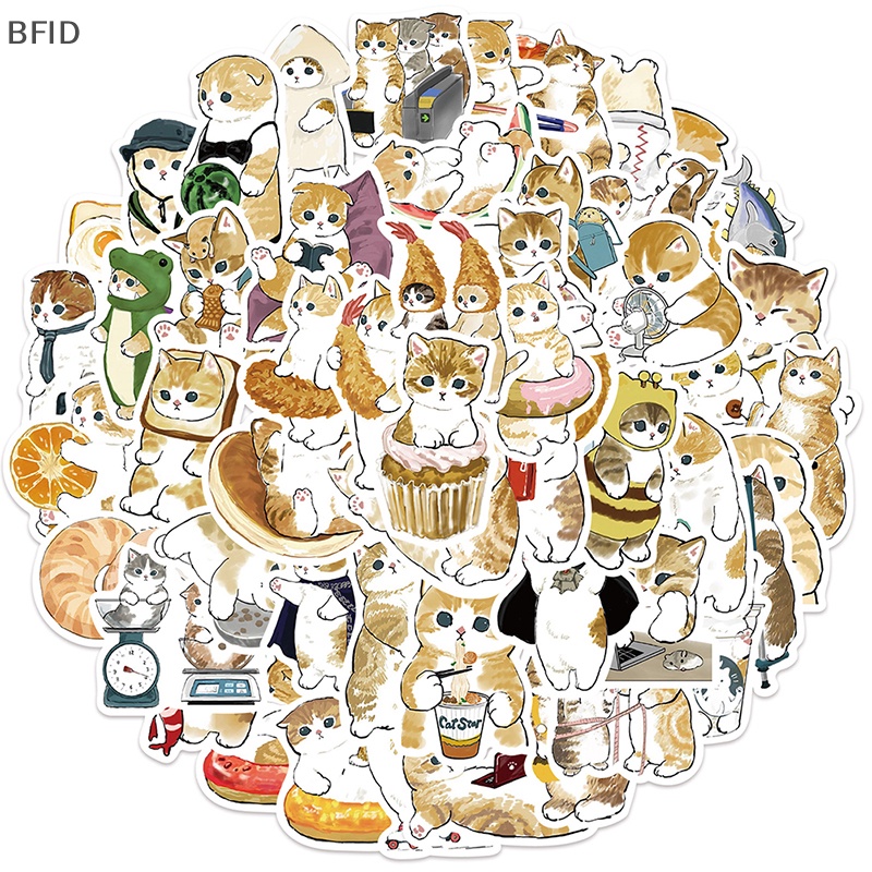 [BFID] 64pcs Stiker Kartun Kucing Lucu Aesthetic Kawaii Animal Decals Mainan Anak Scrapbook Laptop Koper Telepon Graffiti Sticker [ID]