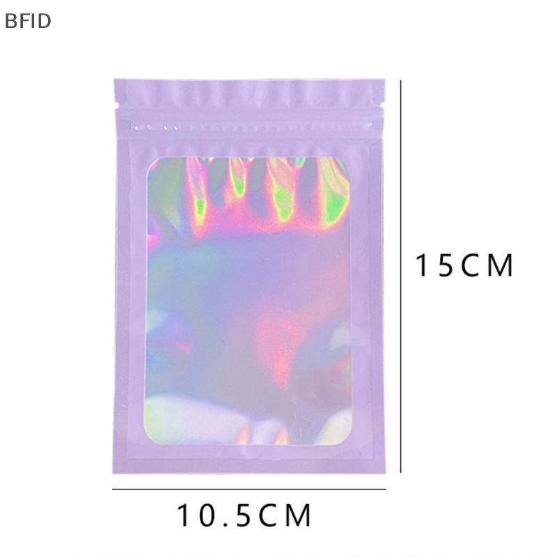 [BFID] 10pcs Tas Ziplock Warna Laser Perhiasan Tas Kemasan Kosmetik Storage Bag Nail Packaging Bag Waterproof Kantong Kemasan Kado [ID]