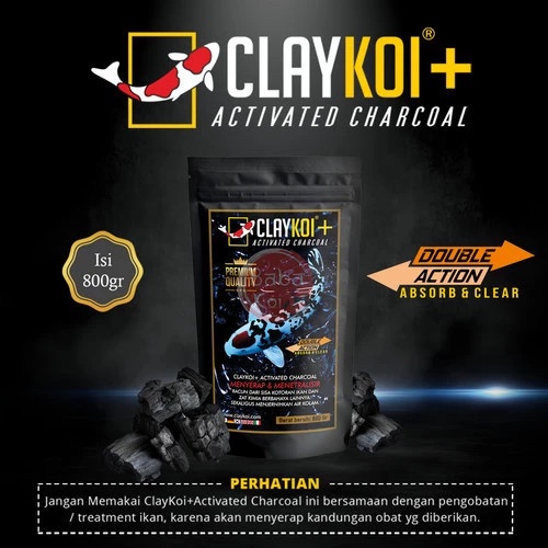 Claykoi Clay koi Hitam 800gr Plus Activated Charcoal Penjernih kolam