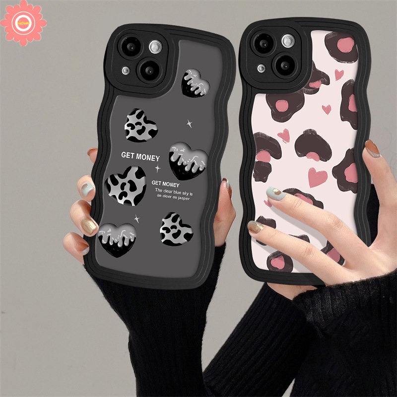 Casing Retro Leopard Zebra Stripe Love Heart Untuk Realme C55 C35 10 9i 5C25 C12 C25Y C30 C33 8Pro 6i 7 9 Pro+7i 5s 8 5i 8i C21Y C15 C17 C11 C20 C25s C3 C20A Casing Tepi Bergelombang Lembut