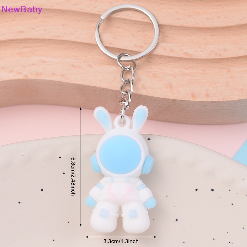 &lt;ne1&gt; Ewbaby eute kartun 3 tedy kelinci spaceman figure boneka gantungan kunci keyring untuk wanita pria bunny astronot gantungan kunci mobil ring tas charm liontin dalika