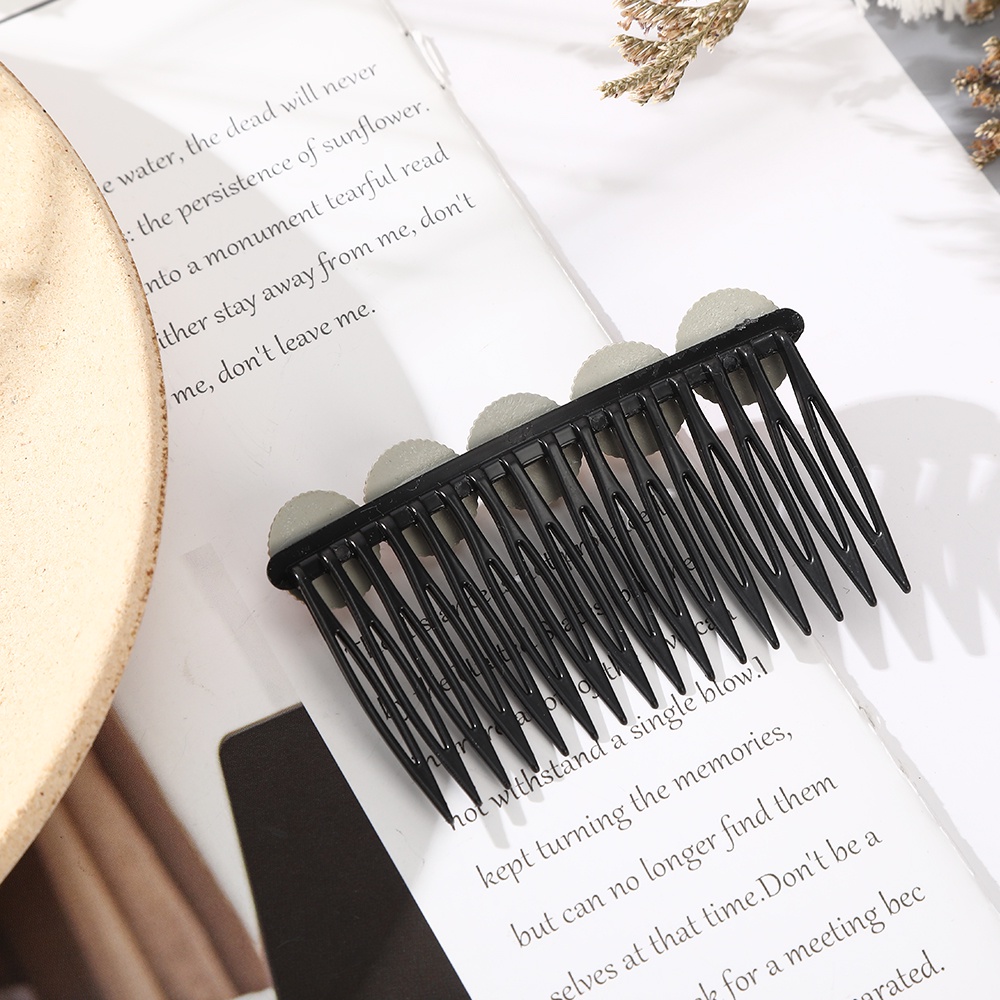 Korean Pearl Rhinestone Black Hair Comb Fashion Simple Insert Comb Women Hair Accessories