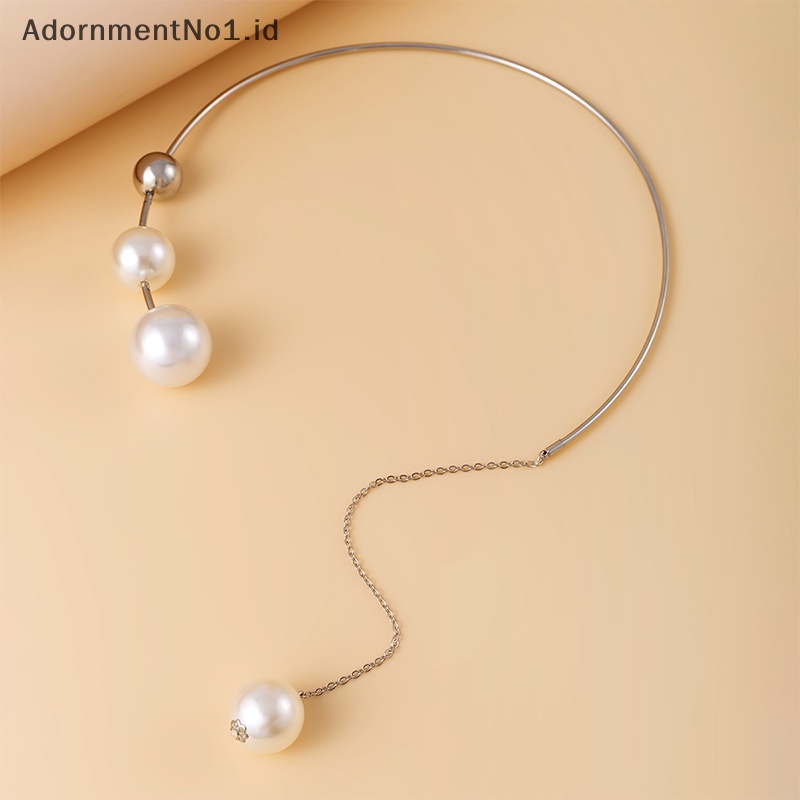 [AdornmentNo1] Elegan pembukaan Adjustable mutiara Choker kalung rantai klavikula Fashion kalung untuk wanita perhiasan pernikahan kerah