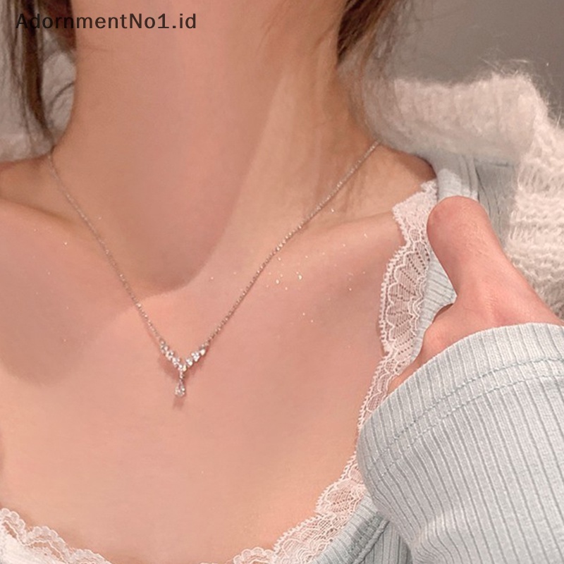 [AdornmentNo1] Shinny berlian imitasi rumbai kalung Ins cahaya sederhana semua pertandingan kalung temperamen Exquisite rantai klavikula perhiasan gadis