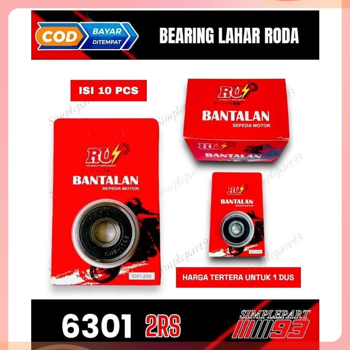 BEARING LAHAR LAHER LAKER BANTALAN RODA 6301 - 2RS [ RUI ] 1 DUS ISI 10 PCS