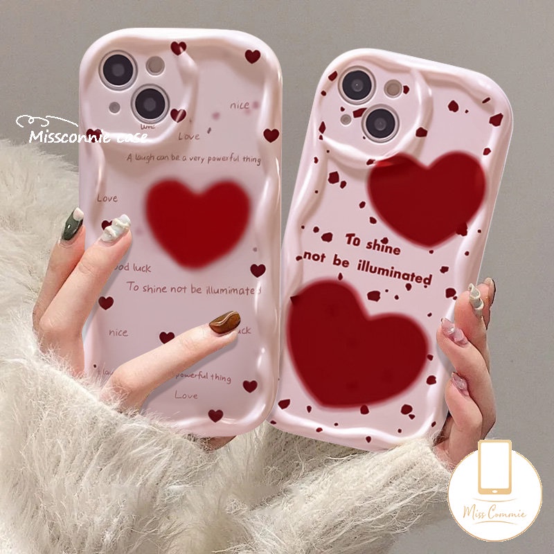 Untuk Realme C35 C55 C21Y C25Y C21 C15 C17 C33 C20A C53 C11 7i 5 9i 5s 6i 5i C31 C25 C20 C25s C30 C3 C2 C12 C1 Lembut 3D Wavy Curved Edge Love Heart Doodle Simple English Couples Case