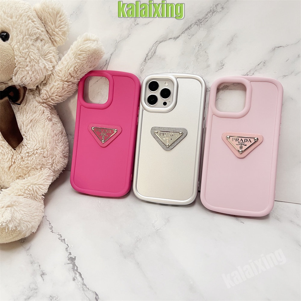 3D Prada Kulit Terasa Lembut untuk iPhone 14 Pro Max 13 12 11 Pro Max Xs Max Xr X Xs Casing Macaron Warna Penutup Belakang