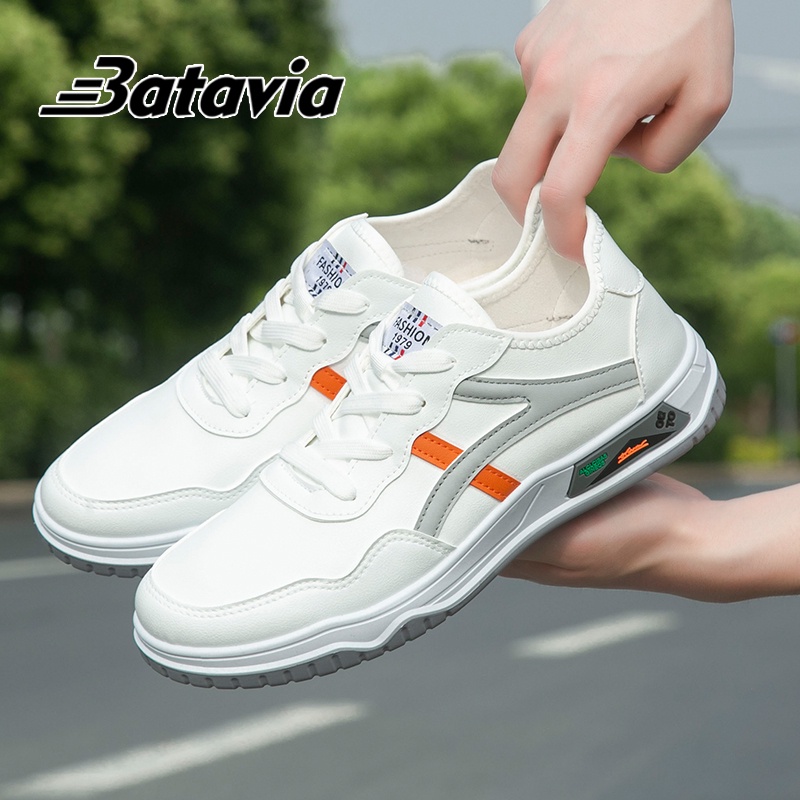 BATAVIA white Pria olahraga sepatu Sepatu Sneakers Pria Sport Shoes sepatu sekolah Sepatu Sneakers Tali Pria Sepatu Sekolah Formal Sepatu Putih Running Shoes J12