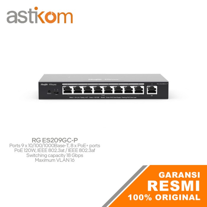 Ruijie Reyee RG ES209GC-P 9-Port Gigabit Cloud Managed Smart POE Switc