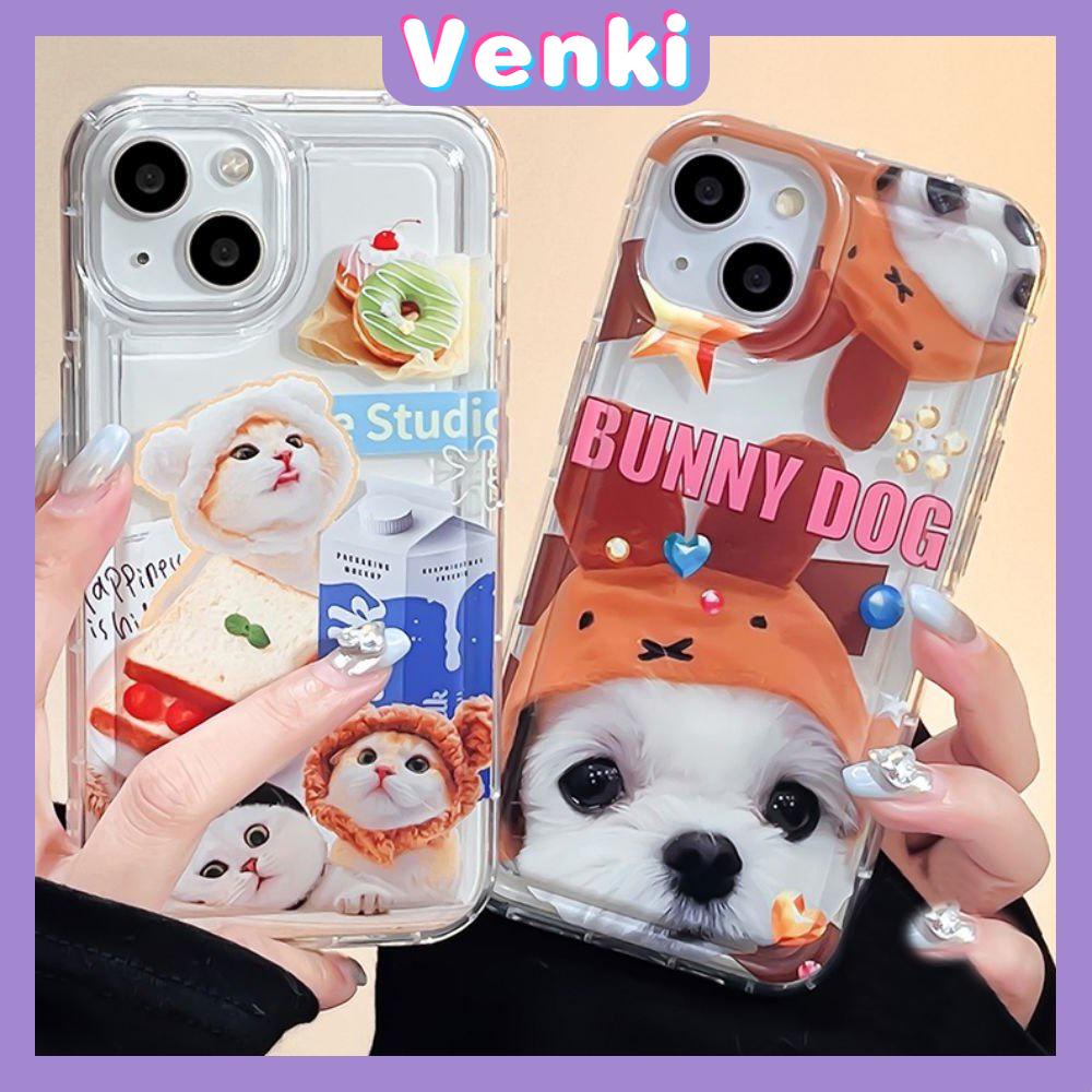 VENKI - Untuk iPhone 11 Case Bening Lembut TPU Case Airbag Shockproof Perlindungan Kamera Anak Kucing Lucu Kompatibel dengan iPhone 14 13 Pro Max iPhone 12 Pro Max XR XS 7Plus 8Plus