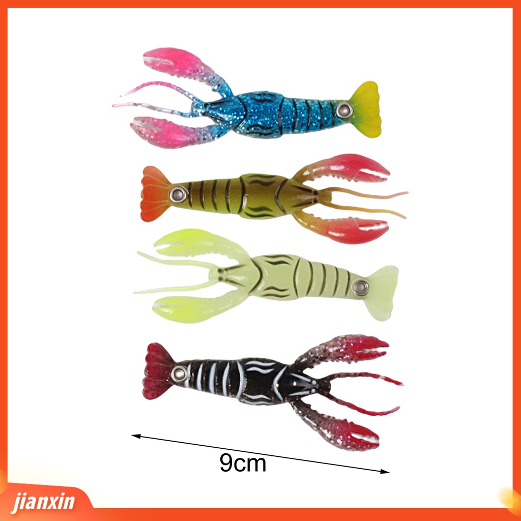 (In Stock) 4Pcs Umpan Udang Palsu Dengan Lubang Efek Bercahaya Realistis Stabil Ekor Udang Ayunan Memancing Umpan Perlengkapan Angling