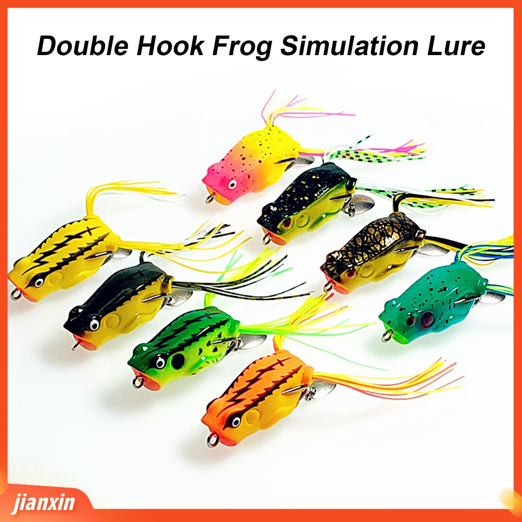 (In Stock) 4cm /7.5g Umpan Pancing Kait Ganda Dengan Jumbai Spinner Payet Berongga Simulasi Pengecoran Panjang Buatan PVC Lembut Snakehead Frog Bait Perlengkapan Memancing