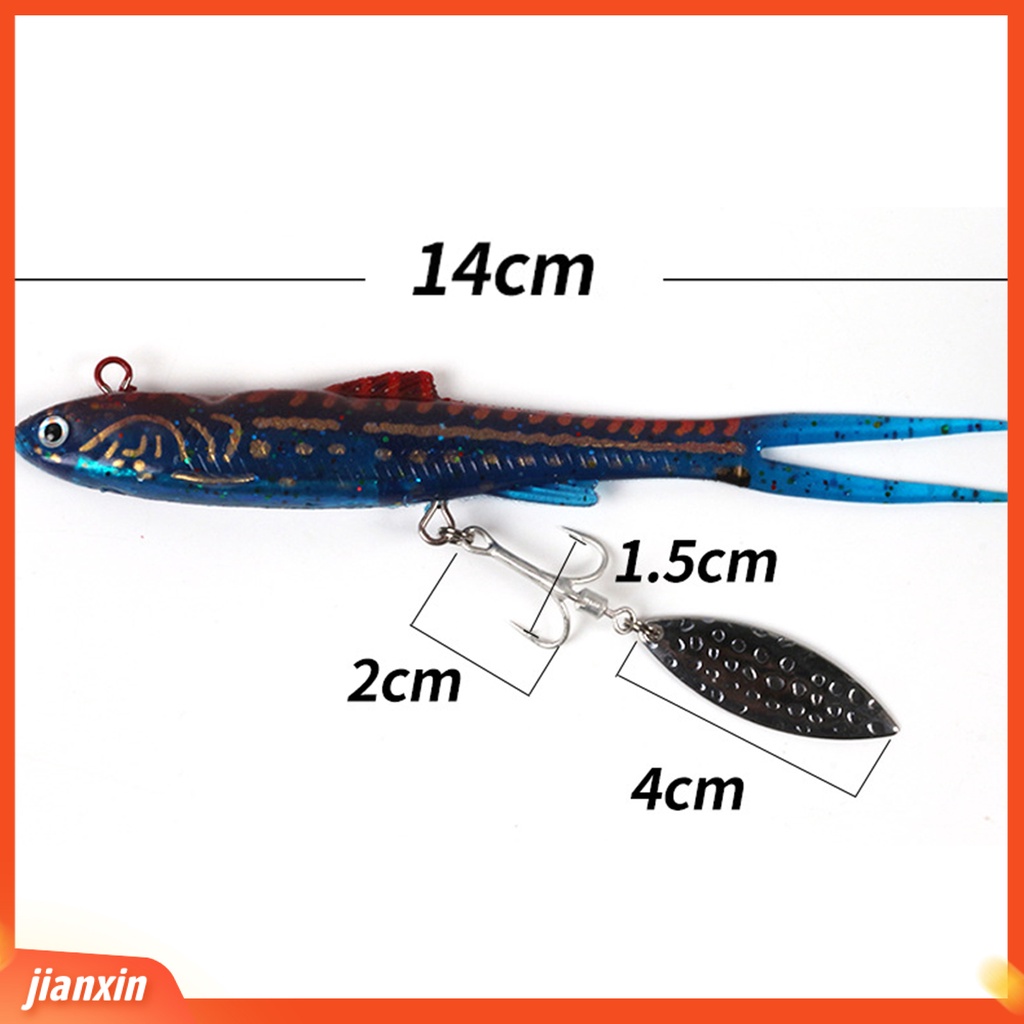 (In Stock) 28g 14cm Umpan Pancing Bercabang Ekor 3D Mata PVC Anti-Deformasi Umpan Palsu Untuk Memancing
