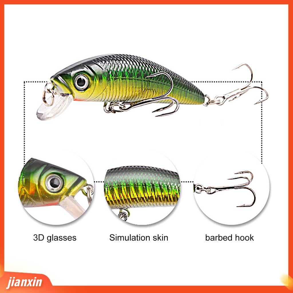 (In Stock) 9.5cm /8g Umpan Pancing Realistis Tajam Kait 3D Mata Tenggelam Ikan Kecil Wobblers Lure Umpan Crankbait Untuk Outdoor