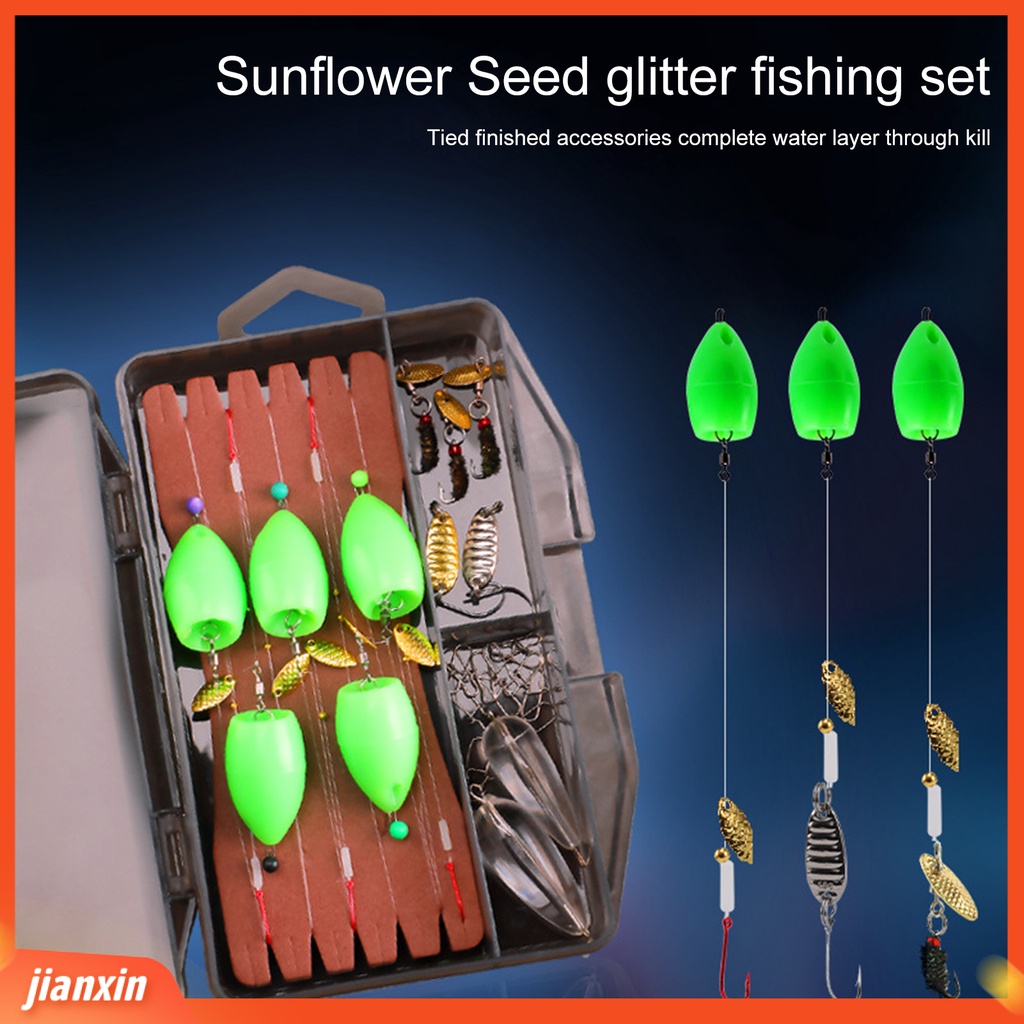 (In Stock) 1set Pemikat Pancing Set Penembus Tinggi Tidak Mudah Mengeluarkan Tajam Kait Angling Berputar Payet Sendok Memikat Memancing Aksesoris