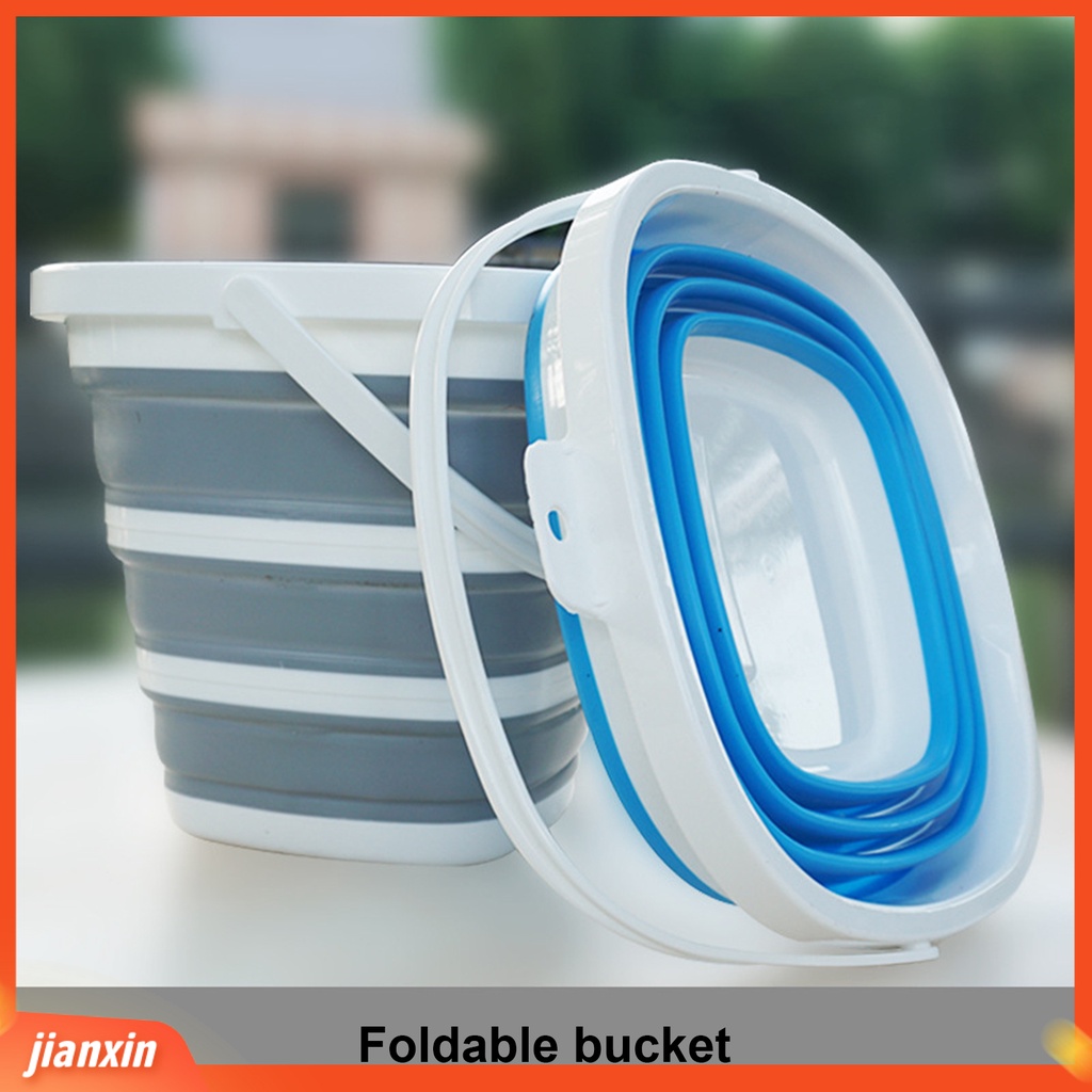 (In Stock) 10L Collapsible Bucket Trapezium Striped with Ergonomic Handle Bendable Great Load Bearing Angling Foldable Ember Pancing Kapasitas Besar Perlengkapan Rumah Tangga