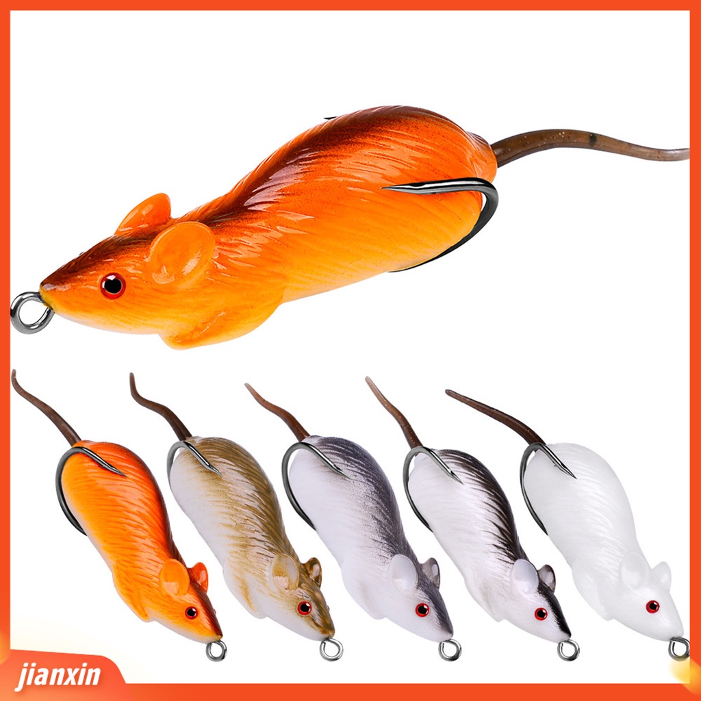 (In Stock) 6cm 11.5g Umpan Tikus Reusable Tahan Aus Silikon Rat Lure Dengan Kait Ganda Untuk Memancing