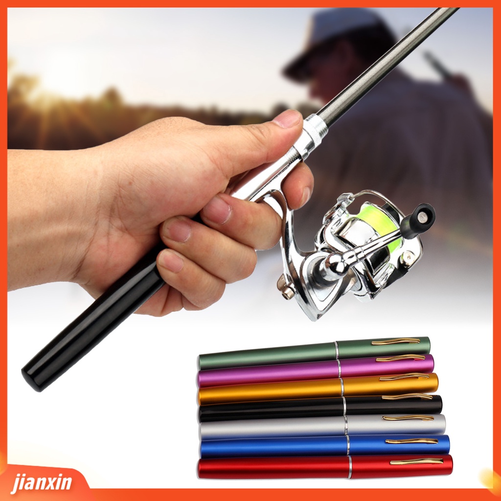 (In Stock) Batang Tiang Pancing Mini Teleskopik Bentuk Pulpen 1.6m Dengan Roda Metal Spinning Reel