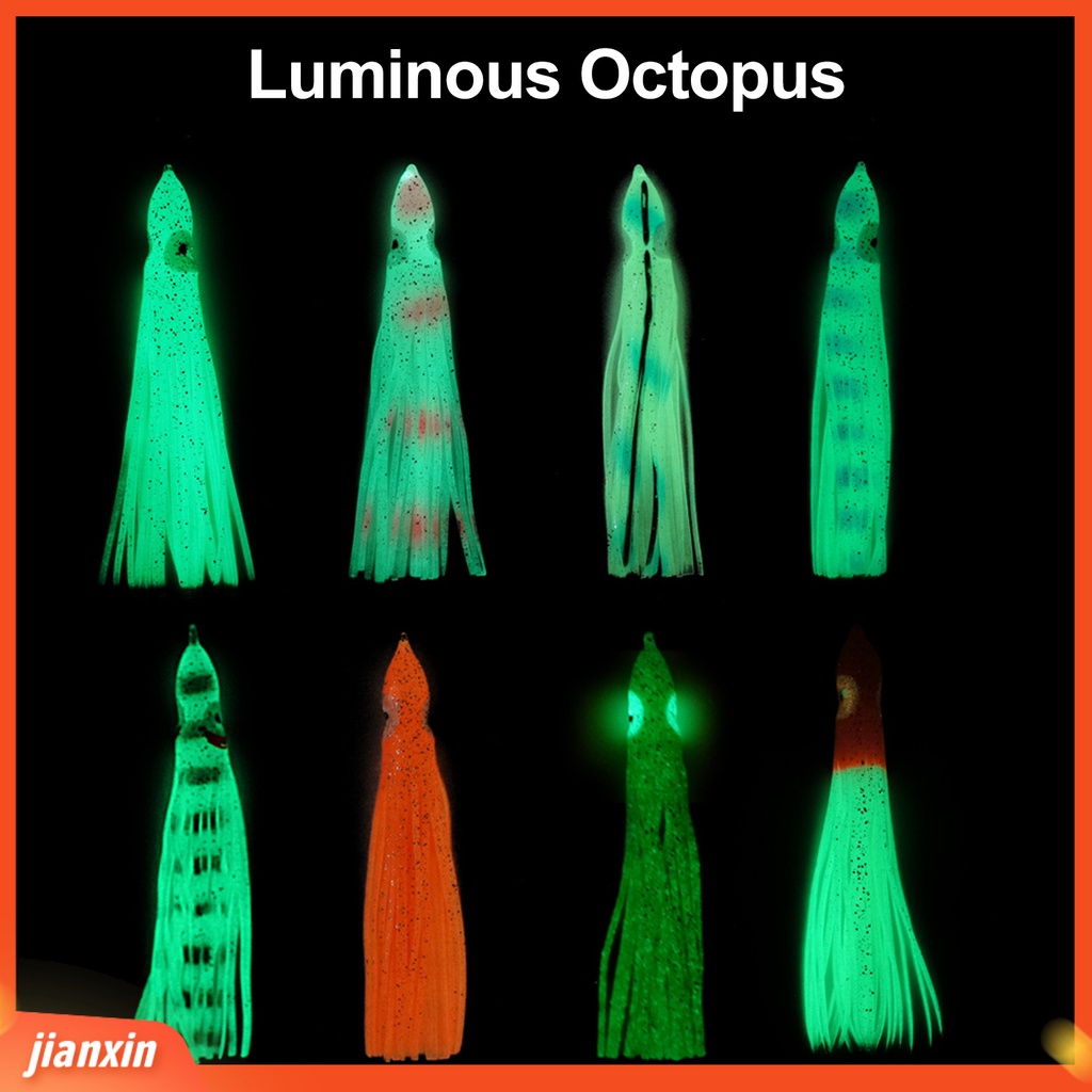 (In Stock) 5Pcs/Set 9cm Bercahaya Lembut Berbentuk Gurita Umpan Palsu Faux Lure Fishing Tackle