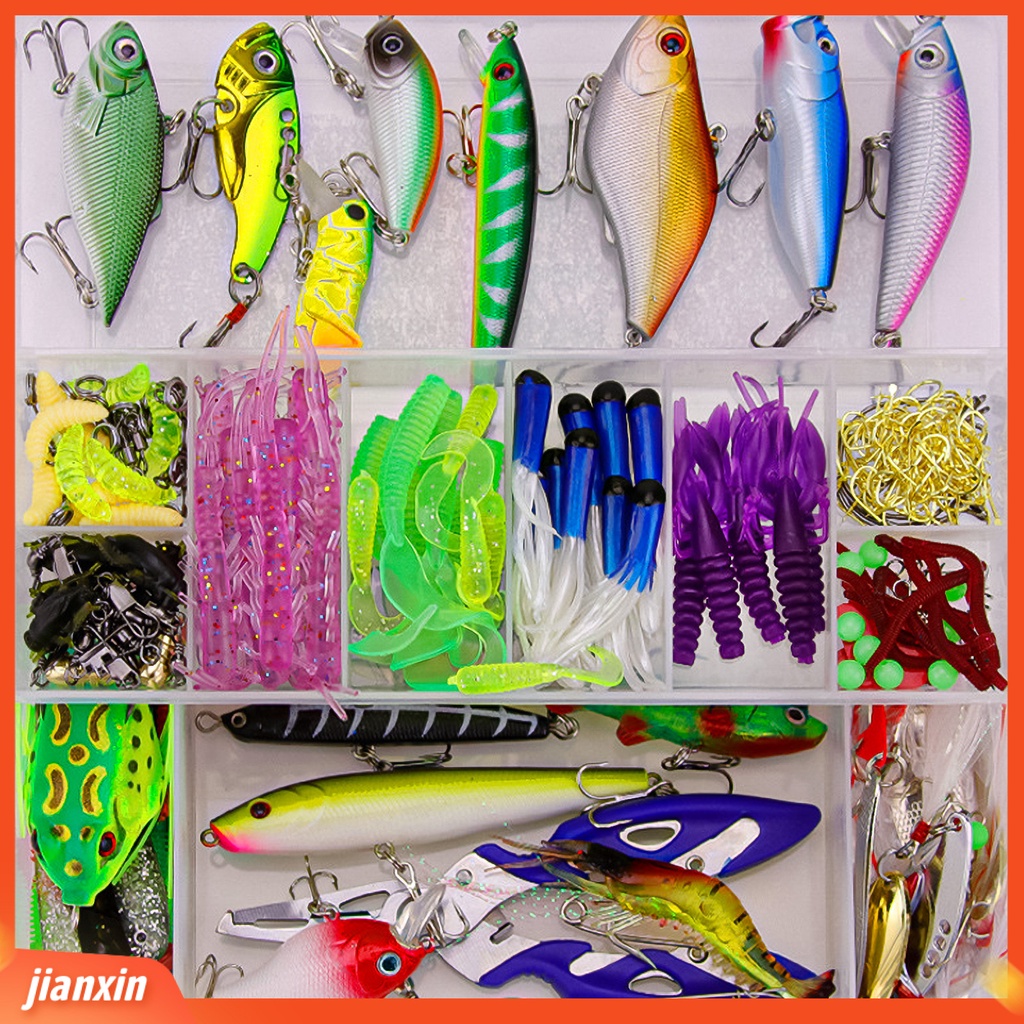 (In Stock) 301Pcs /Set Buatan Umpan Kit Bionic Palsu Lure Dengan Kait Tajam Kotak Penyimpanan Outdoor Fishing Tackle Gear