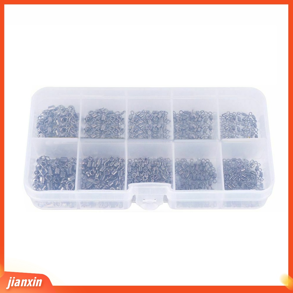 (In Stock) 500Pcs Ukuran4 /6 /8 /10 /12 Alat Konektor Putar Rolling Pancing Dengan Kotak Plastik