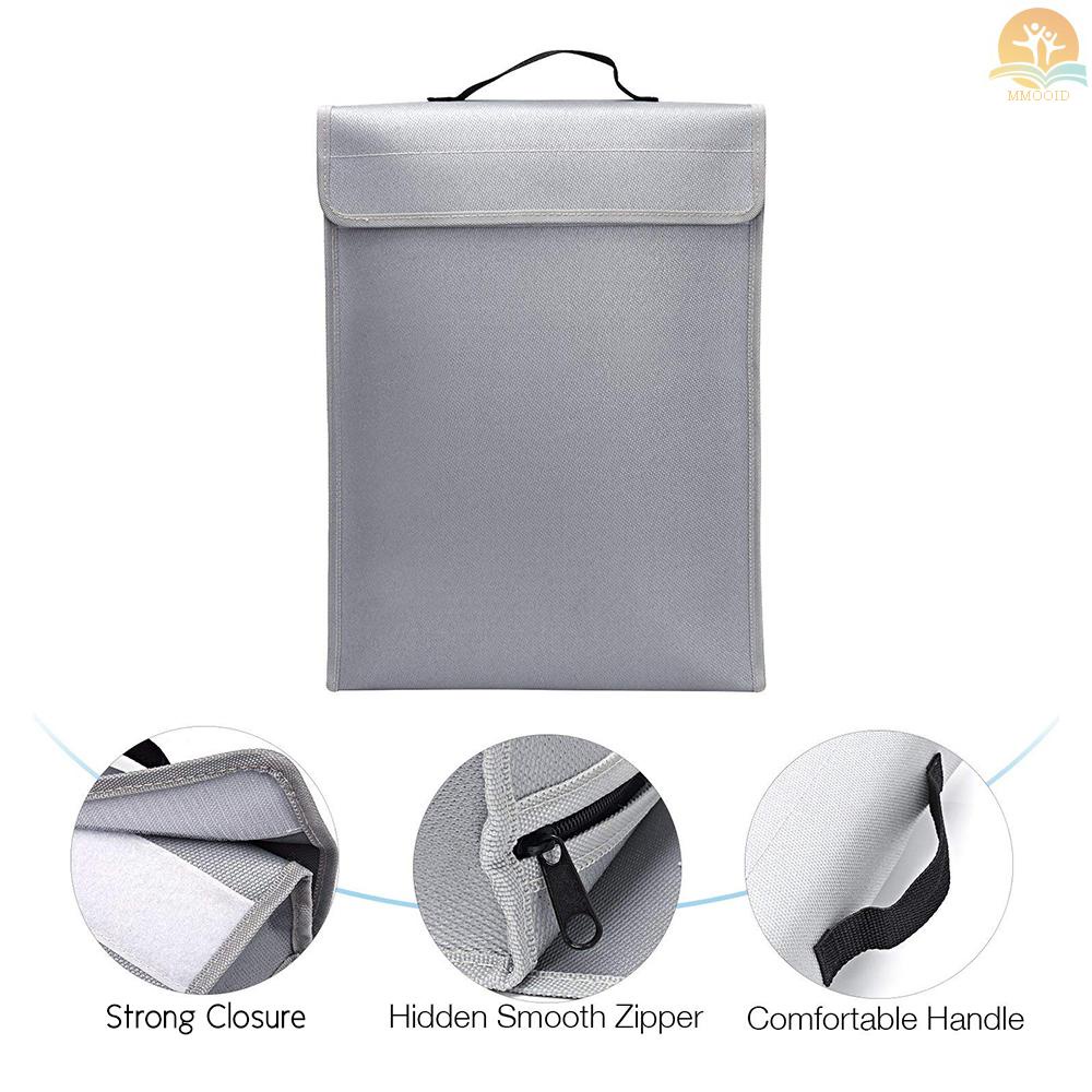 In Stock Tas Dokumen Tahan Api Portabel Holder Kantong Rumah Kantor Safe Bag Tahan Api &amp; Air File Folder Aman Penyimpanan Untuk Laptop Perhiasan Cash Barang Berharga400 *300 * 65mm