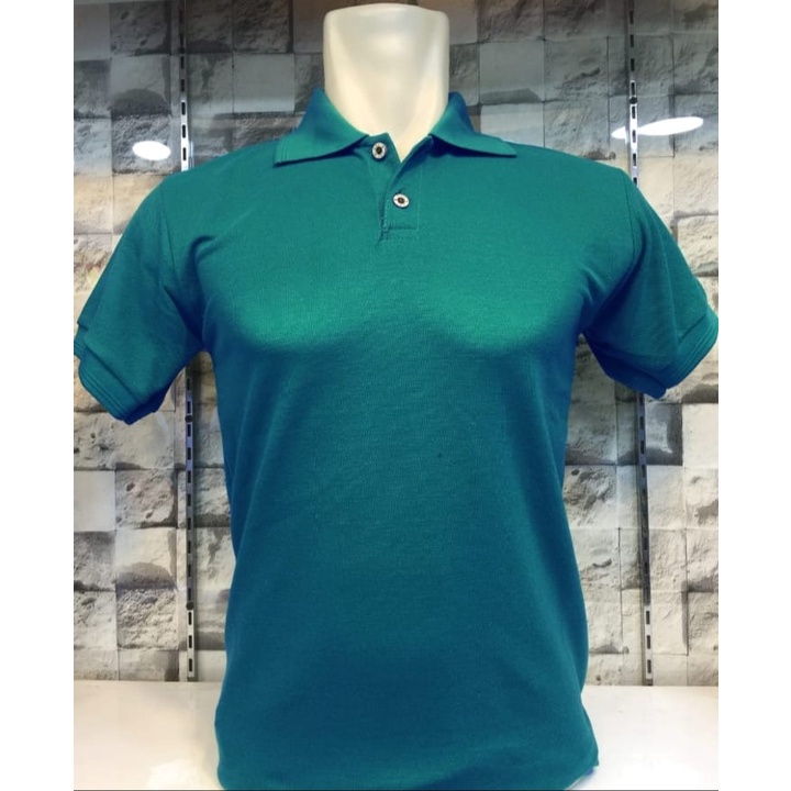 ( HIJAU TOSCA TUA - FO PENDEK ) - Kaos kerah FO POLOS lengan pendek warna TOSCA TUA POLOS / kaos ker