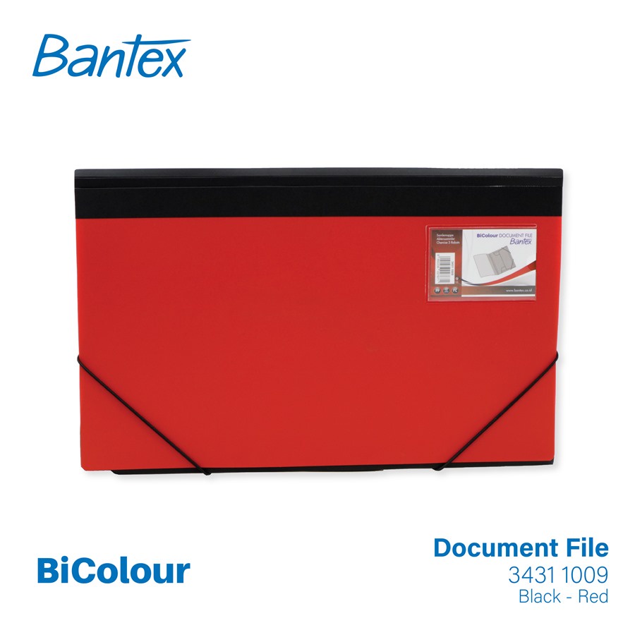 

[Artomas] Bantex BICOLOUR Document File PP Folio Black Red - 3431 1009