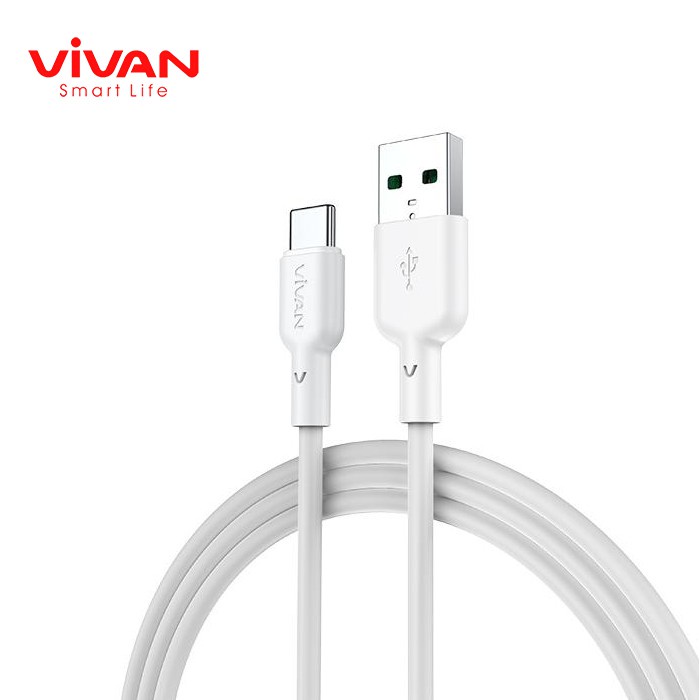 Kabel Data Type C 6.5A VIVAN Fast Flash Charging 65W QC3.0 Panjang 100cm VQC100 Garansi Resmi 1 Tahun