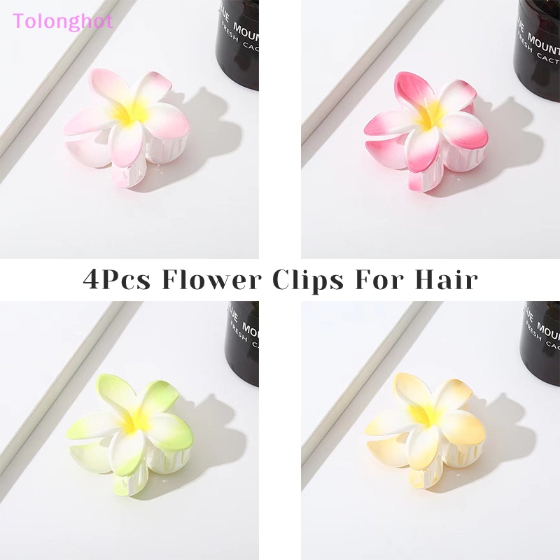 Tolonghot&gt; 4PCS Klip Bunga 2.7 Inch Matte flower claw clip Untuk Wanita Tipis Tebal Rambut Keriting Non Slip Tahan Kuat Untuk Wanita well