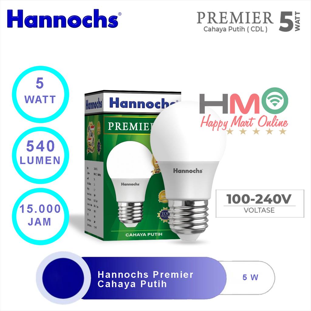 Lampu LED Hannochs Premier 5 Watt Cahaya Putih 5W 6500 K Cool Day Light